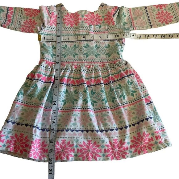 Carters Girls Dress Children’s Long Sleeve Zip Back White Aqua Pink Snowflake 3T - Picture 5 of 12